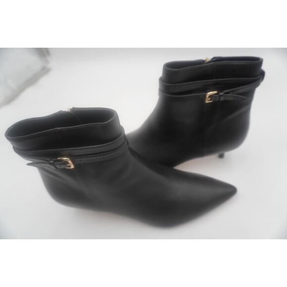 TALBOTS Iona Black Buckle Kitten Heel Pointed Toe Ankle Bootie Side Zip Size 9M - Picture 10 of 13